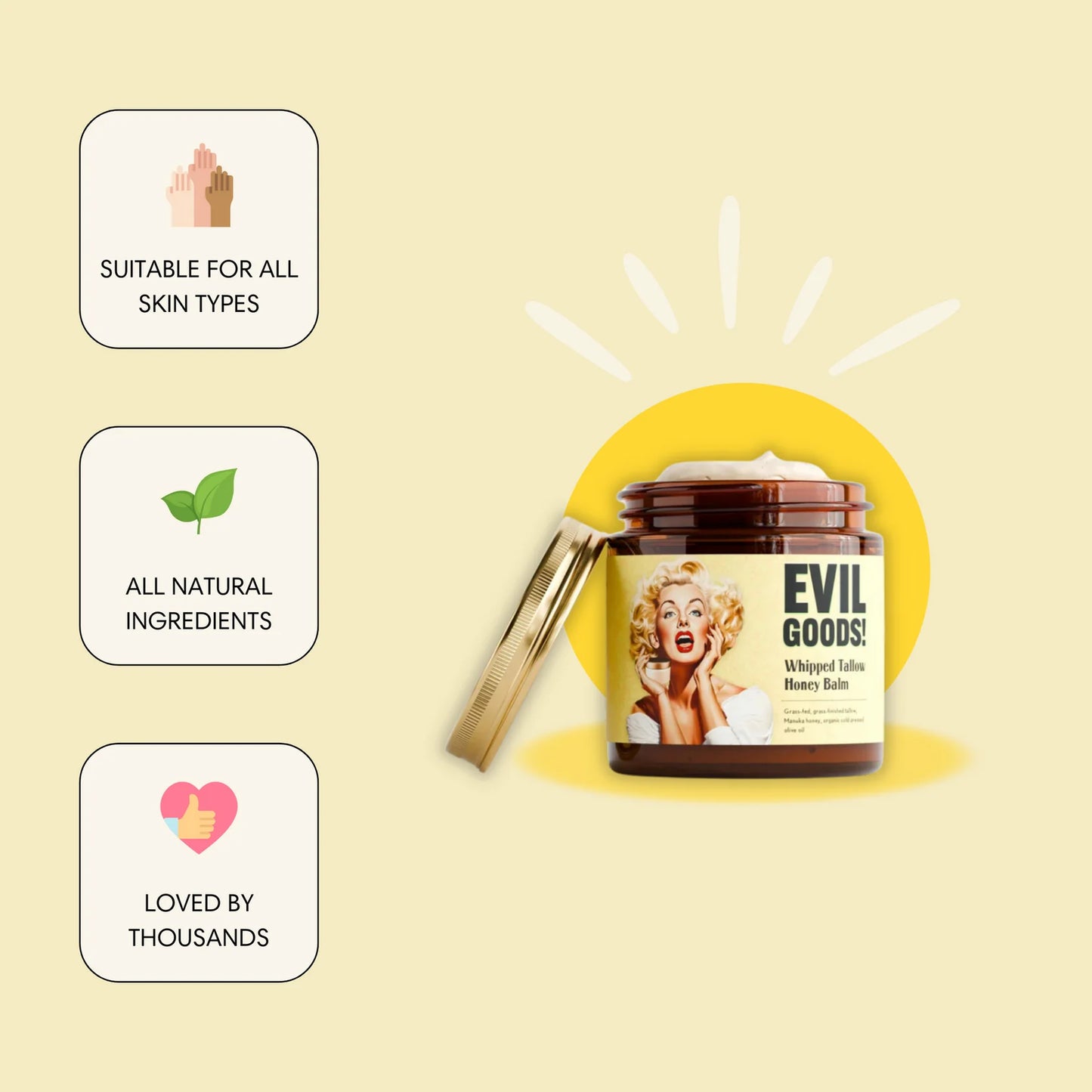 Baume au suif de bœuf fouetté et au miel